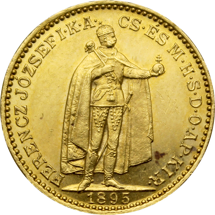 Zlatá minca Dvadsaťkorunáčka Františka Jozefa I. Uhorská razba 1895