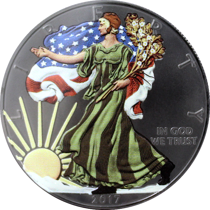 American Eagle Čtyři roční období Sada stříbrných Ruthenium mincí 2017 Standard