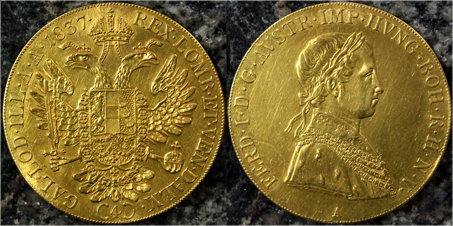 Zlatá mince 4-Dukát Ferdinanda I. 1837 A