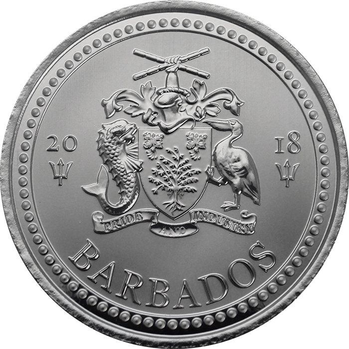 Strieborná investičná minca Trojzubec Barbadosu 1 Oz