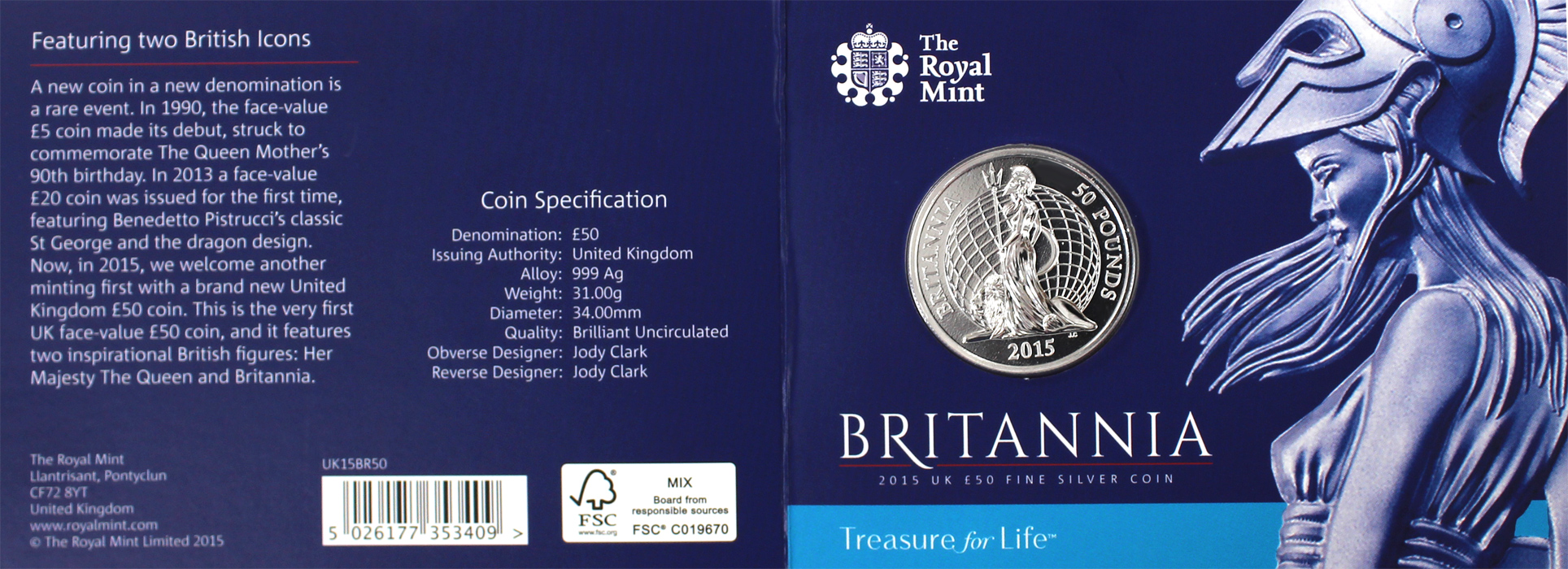 Stříbrná mince Britannia 2015 Standard