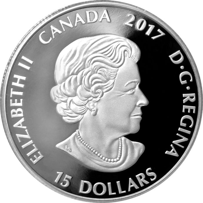 Zadní strana Strieborná minca očami rysa kanadského 2017 Proof
