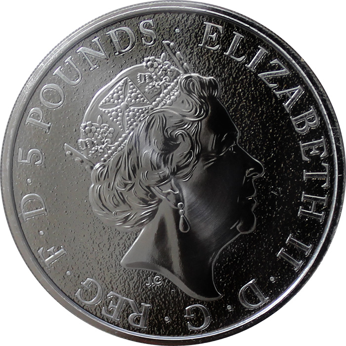 Zadní strana Stříbrná Ruthenium mince pozlacený Queen's Beasts Red Dragon 2 Oz Golden Enigma 2017 Proof