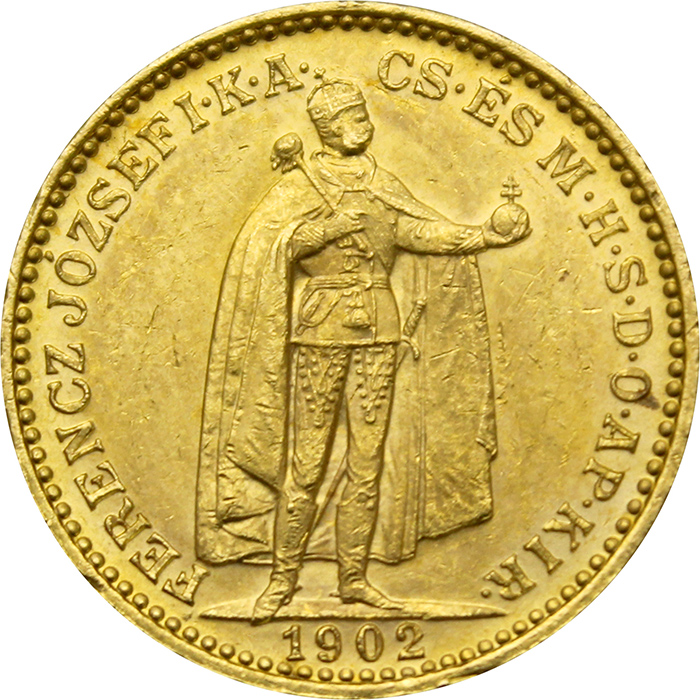 Zlatá mince Dvacetikoruna Františka Josefa I. Uherská ražba 1902