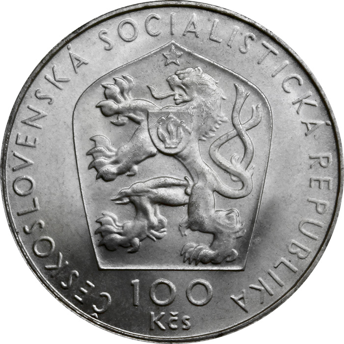 Stříbrná mince 100 Kčs V. Kaplan 100. výročí 1976