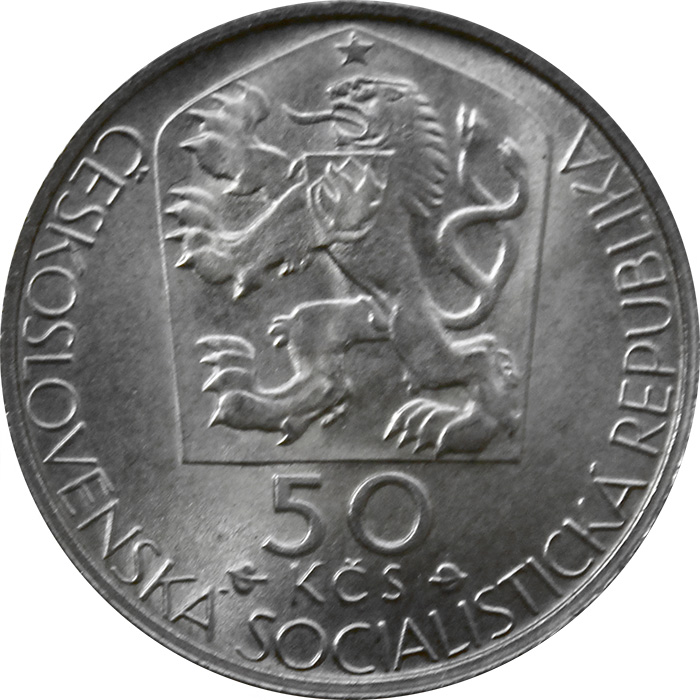 Stříbrná mince 50 Kčs J. Kollár 125. výročí 1977