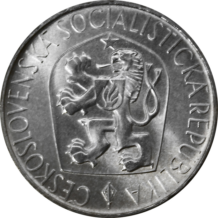 Zadní strana Stříbrná mince 10 Kčs Jan Hus 550. výročí 1965