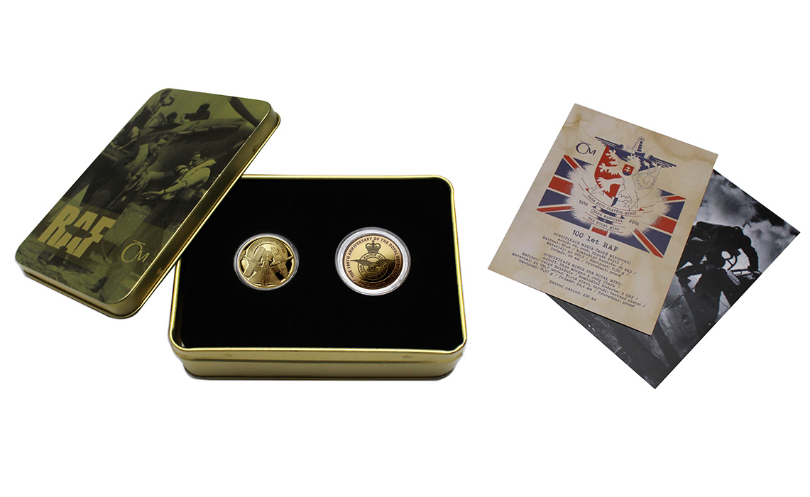 Zadní strana Sada dvou zlatých mincí 100 let výročí RAF 2018 Proof