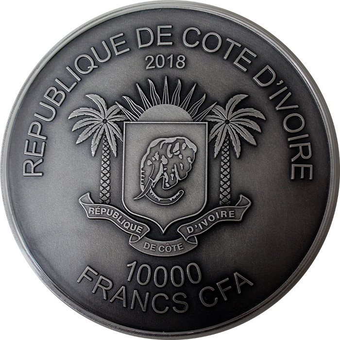 Stříbrná mince 1 Kg Slon The African Big Five High Relief 2018 Antique Standard