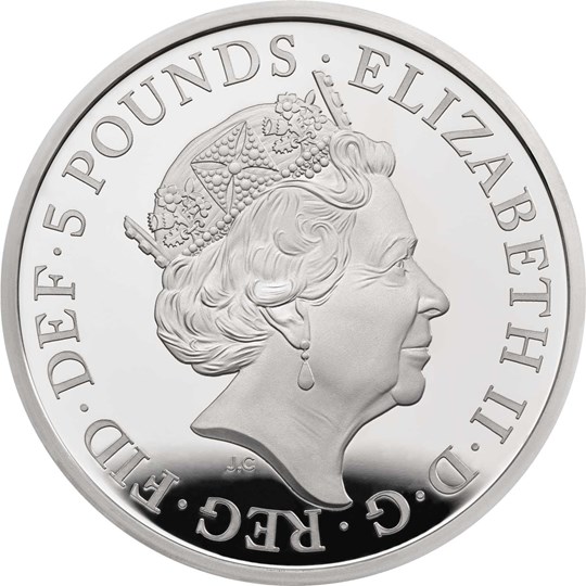 Zadní strana Stříbrná mince safírové výročí korunovace Elizabeth II. 2018 Proof