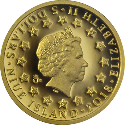Zadní strana Zlatá mince Válečný rok 1943 - Invaze na Sicílii 2018 Proof