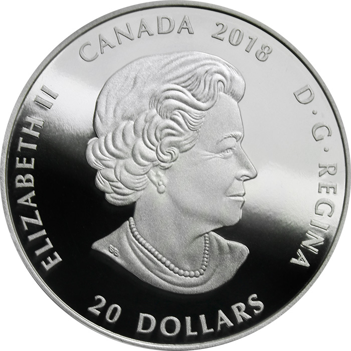 Stříbrná kolorovaná mince Sob polární  1 Oz Canadian Mosaics 2018 Proof