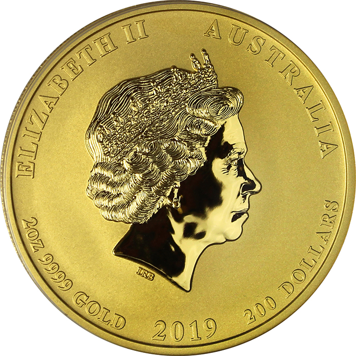 Zlatá investiční mince Year of the Pig Rok Vepře Lunární 2 Oz 2019