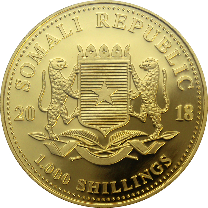 Zlatá investiční mince Leopard Somálsko 1 Oz 2018