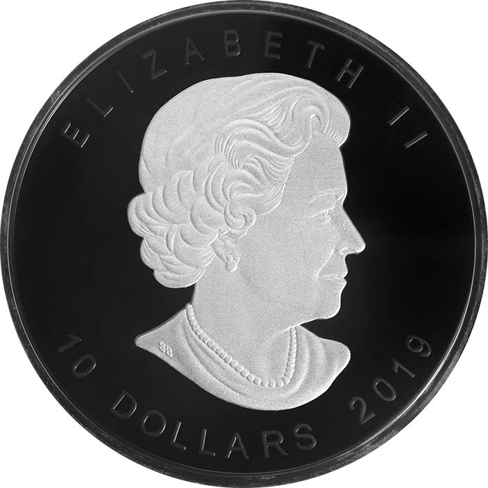 Stříbrná mince Maple Leaf - pokovená černým rhodiem - limitovaná edice 2 Oz 2019 Proof