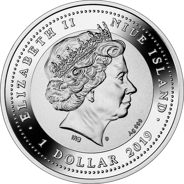 Zadní strana Stříbrná pozlacená mince In Victoria 2019 Proof