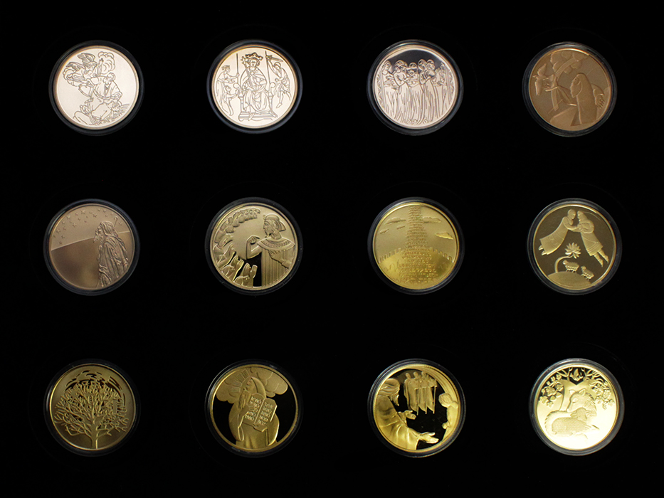 Biblické umění 10 NIS Sada zlatých mincí Izrael 1994 - 2018 Proof