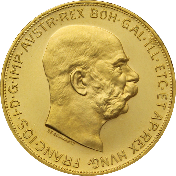 Zlatá mince Stokoruna Františka Josefa I. Rakouská ražba 1913