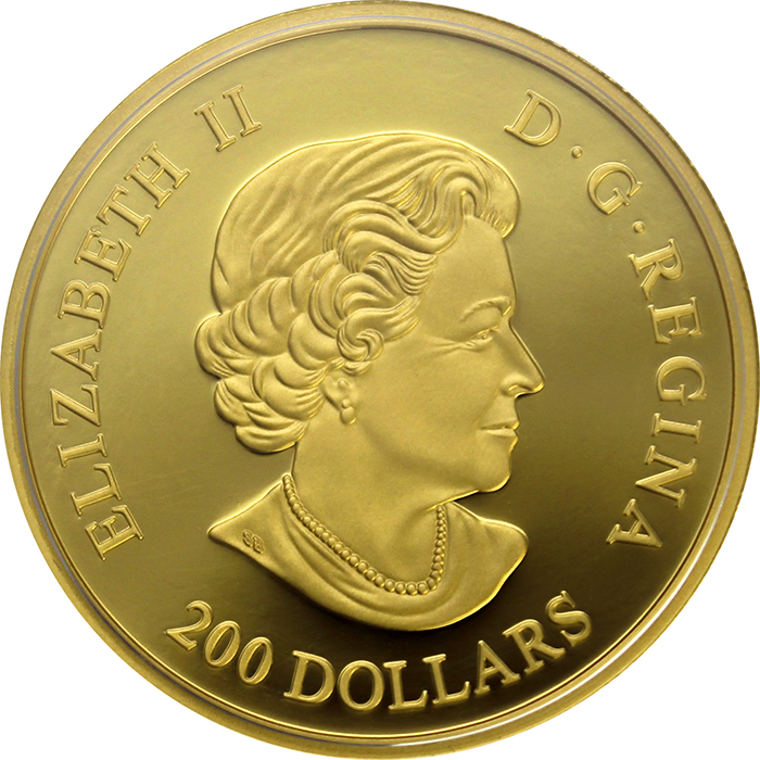 Zadní strana Zlatá mince Los kanadský 1 Oz 2019 Proof