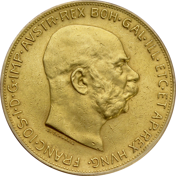 Zlatá mince Stokoruna Františka Josefa I. Rakouská ražba 1909