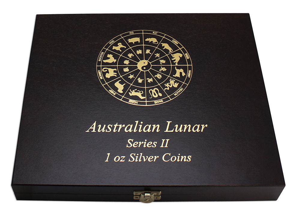 Dřevěná krabička 12 x Ag Lunární série II. 2008 - 2019