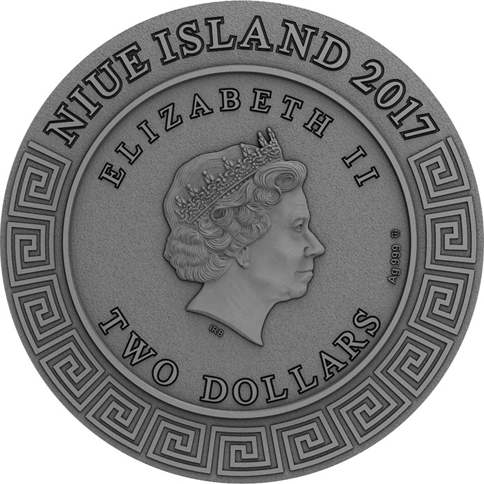 Stříbrná mince Polobohové - Achilles 2 Oz High Relief 2017 Antique Standard