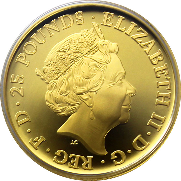 Zadní strana Zlatá mince Yale of Beaufort 1/4 Oz 2019 Proof