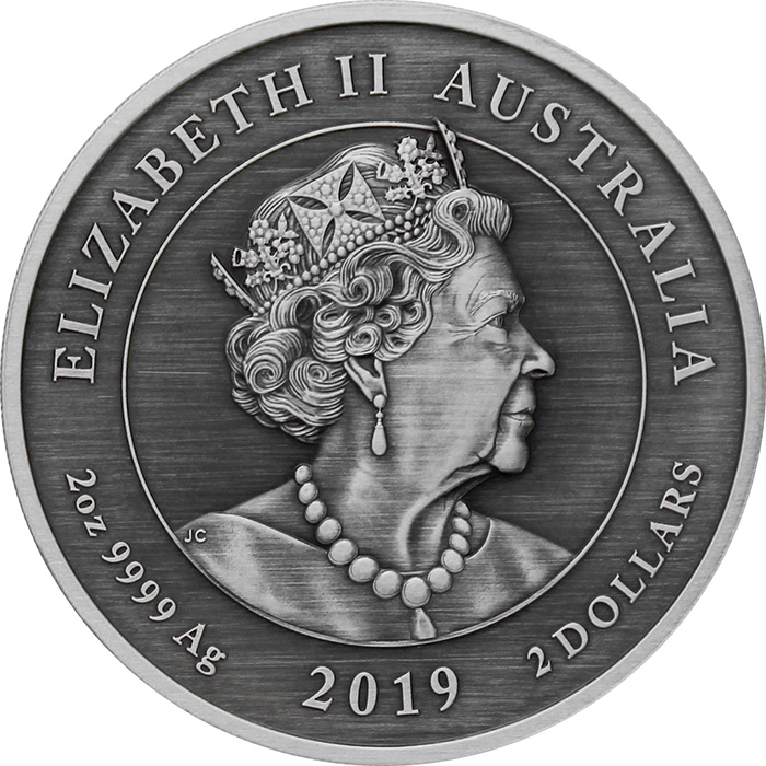 Strieborná minca 2 Oz Kráľovná Viktória 200. výročie narodenia 2019 Antique Standard