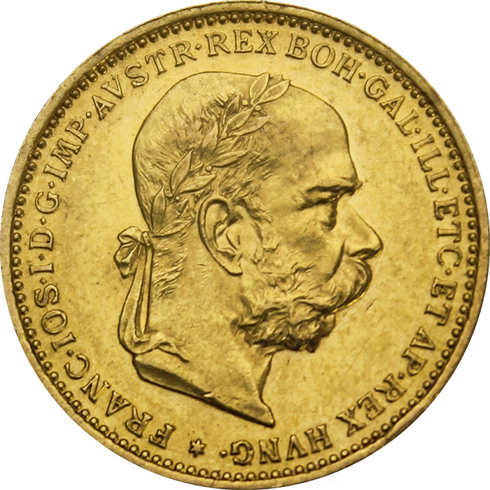 Zlatá mince Dvacetikoruna Františka Josefa I. Rakouská ražba 1898