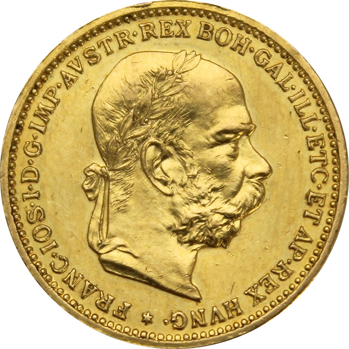 Zlatá mince Dvacetikoruna Františka Josefa I. Rakouská ražba 1904