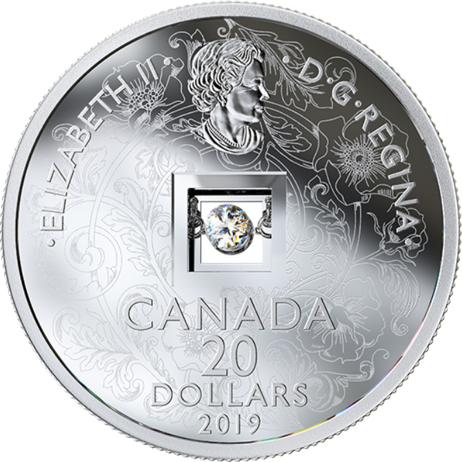 Stříbrná mince Kanadský diamant Oheň a led - Jiskra srdce 2019 Proof