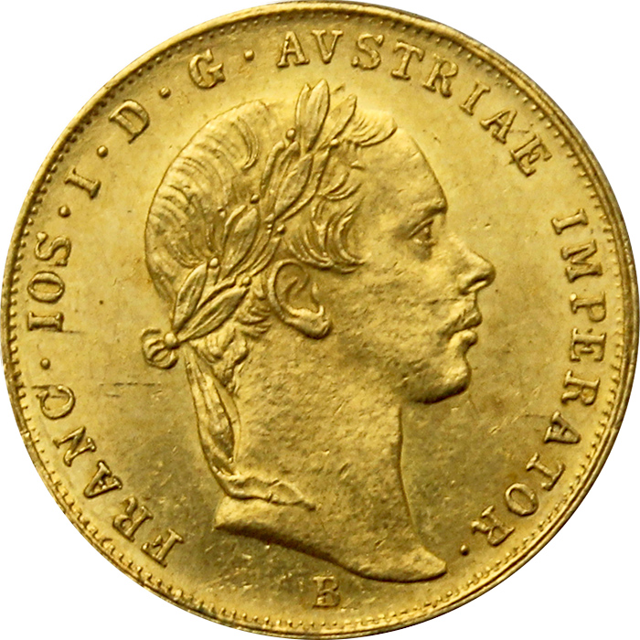 Zlatá mince Dukát Františka Josefa I. 1857 B