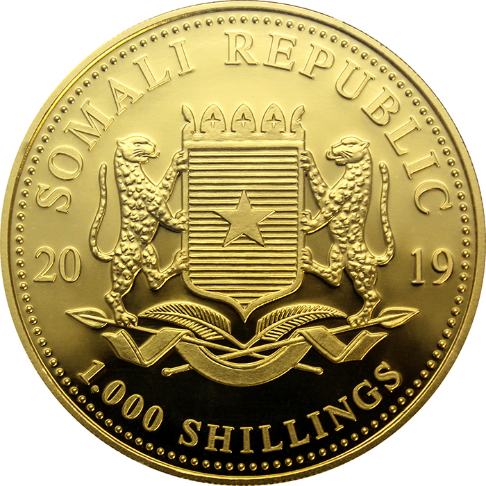 Zlatá investičná minca Leopard Somálsko 1 Oz 2019