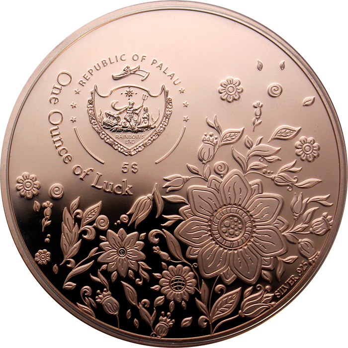 Stříbrná pozlacená mince Čtyřlístek Unce štěstí 1 Oz 2020 Proof