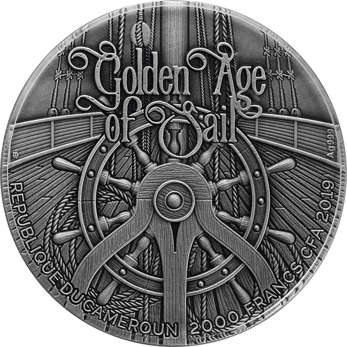 Stříbrná mince 2 Oz Zlatý věk plachetnic - Pomsta královny Anny 2019 Antique Standard