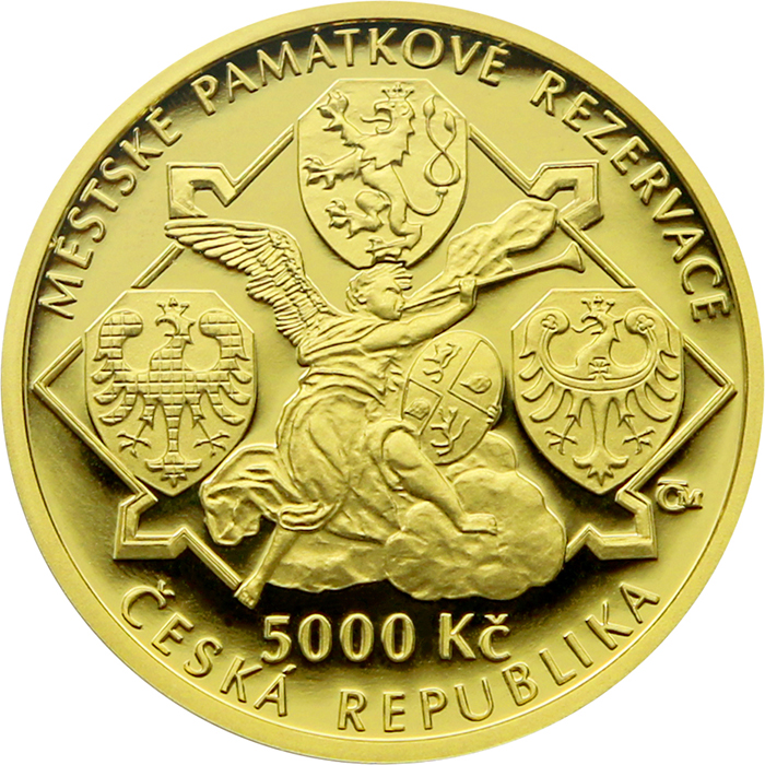 Zlatá mince 5000 Kč Městská památková rezervace Jihlava 2021 Proof