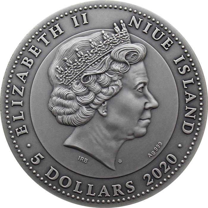 Zadní strana Stříbrná mince Válečníci - Mayský bojovník 2 Oz 2020 Antique Standard