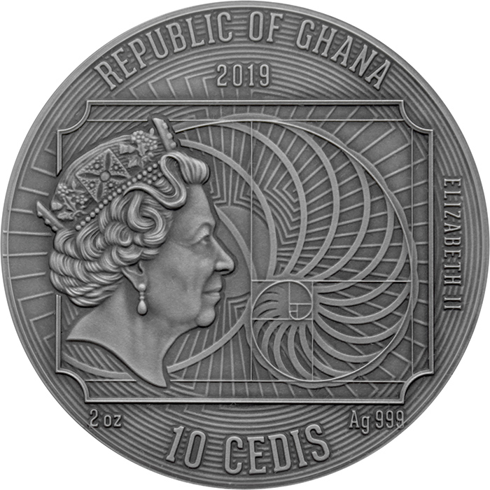 Stříbrná kolorovaná mince 2 Oz Mona Lisa Leonardo da Vinci 2019 Antique Standard