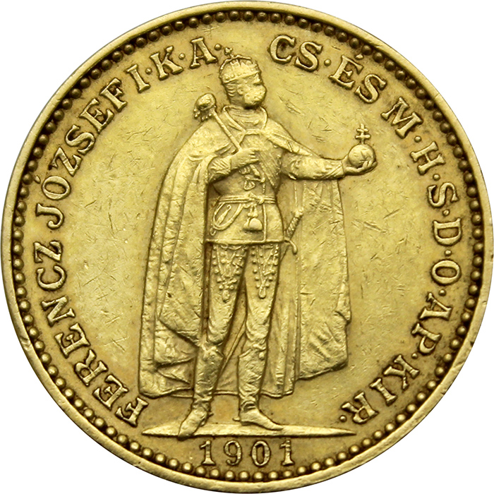 Zlatá mince Dvacetikoruna Františka Josefa I. Uherská ražba 1901
