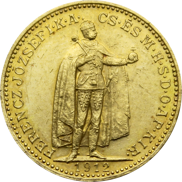 Zlatá mince Dvacetikoruna Františka Josefa I. Uherská ražba 1912