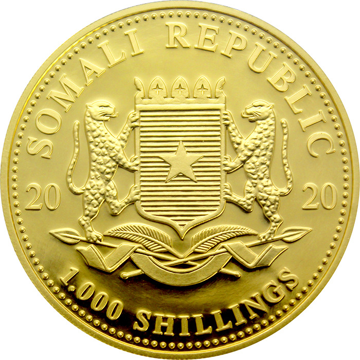 Zlatá investiční mince Leopard Somálsko 1 Oz 2020
