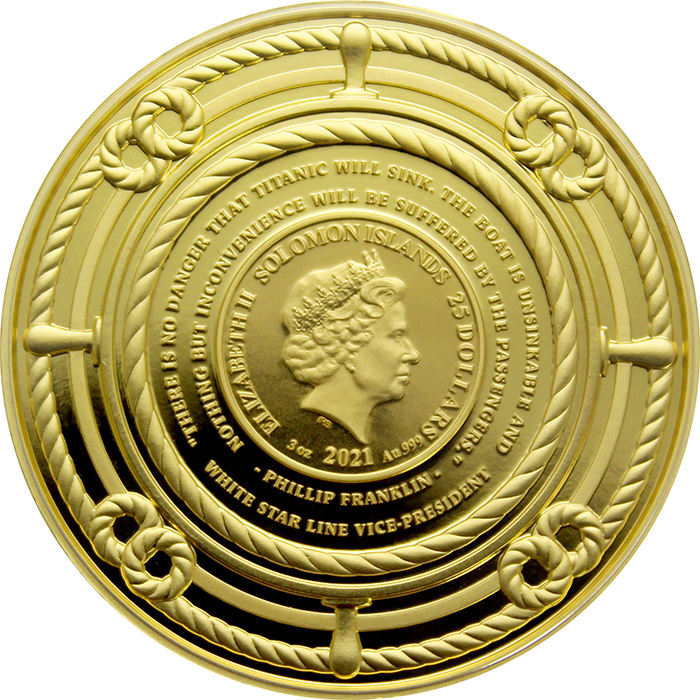 Zlatá mince 3 Oz 35. výročí od objevení vraku Titanicu 2021 Proof