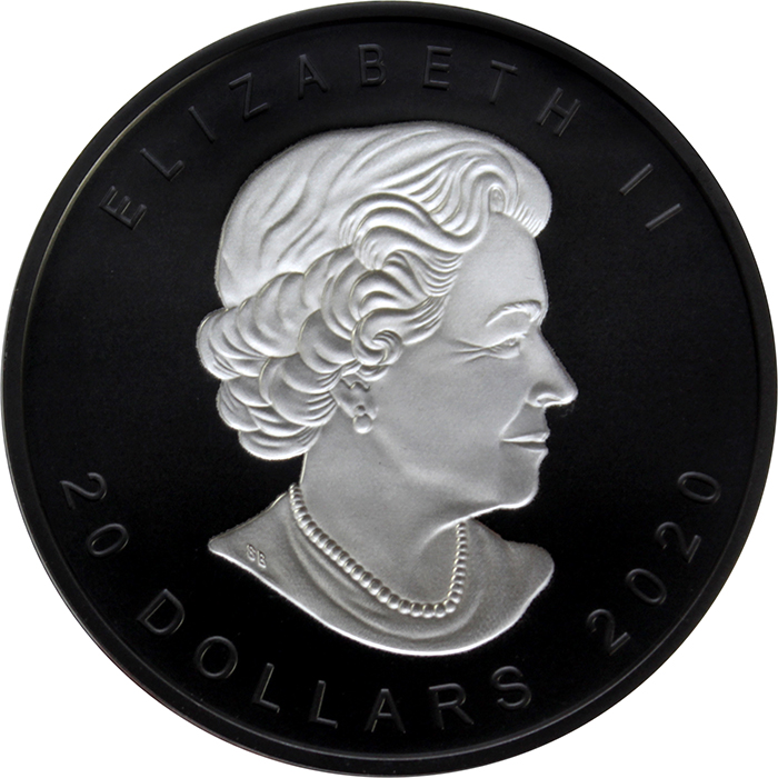 Stříbrná mince Maple Leaf - pokovená černým rhodiem 1 Oz - Incuse 2020