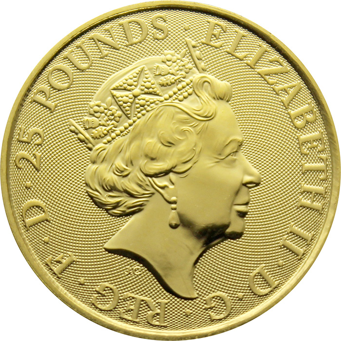 Zlatá investiční mince The Queen's Beasts The White Greyhound 1/4 Oz 2021