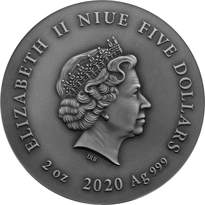 Stříbrná pozlacená mince 2 Oz Vlk obecný 2020 Antique Standard
