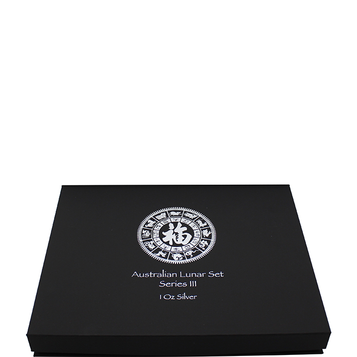 Luxusní sada v černé krabičce 2 stříbrné mince 1 Oz Lunární série III. 2020 - 2031