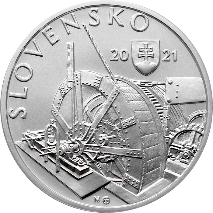 Zadní strana Strieborná minca Podzemná vodná elektráreň v Kremnici - 100. výročie 2021 Štandard