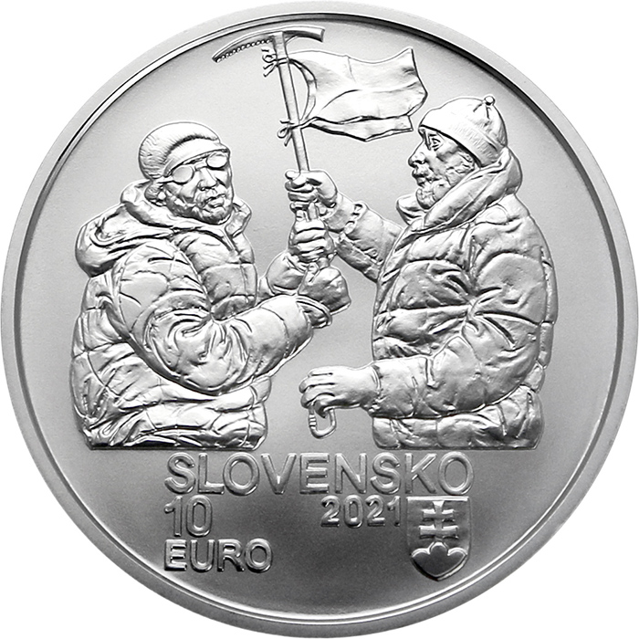Zadní strana Stříbrná mince Zdolání první osmitisícovky slovenskými horolezci - 50. výročí 2021 Standard