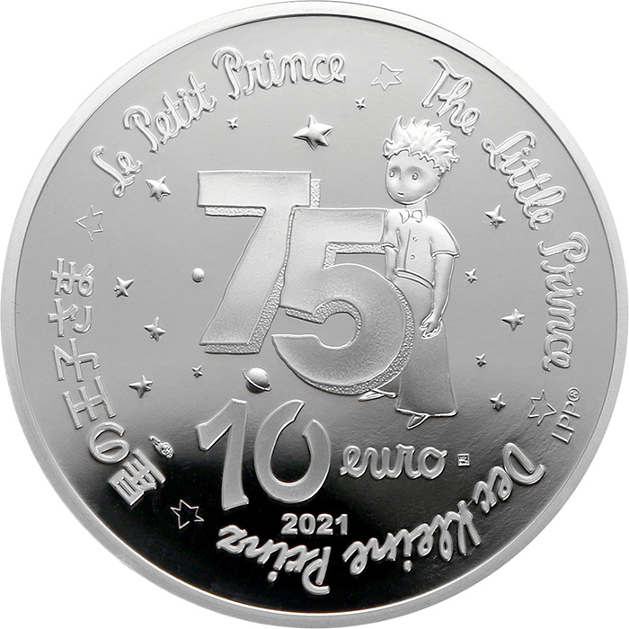 Zadní strana Stříbrná kolorovaná mince Malý princ: Liška 2021 Proof