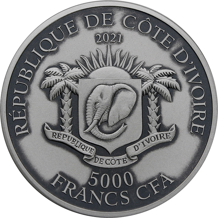 Stříbrná mince 5 Oz Tygr - Big Five Asia High Relief 2021 Antique Standard